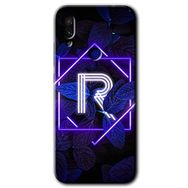 Xiaomi Redmi Note 7 Dark Neon Yaprak R Harfi Baskılı Uyumlu Silikon Kılıf