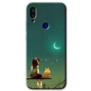 Xiaomi Redmi Note 7 Kedili Kız Baskılı Uyumlu Silikon Kılıf