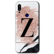 Xiaomi Redmi Note 7 Pembe Mermer Desenli Z Harfi Baskılı Uyumlu Silikon Kılıf