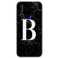 Xiaomi Redmi Note 7 Siyah Mermer Desenli B Harfi Baskılı Uyumlu Silikon Kılıf