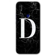 Xiaomi Redmi Note 7 Siyah Mermer Desenli D Harfi Baskılı Uyumlu Silikon Kılıf