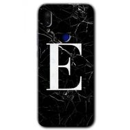 Xiaomi Redmi Note 7 Siyah Mermer Desenli E Harfi Baskılı Uyumlu Silikon Kılıf