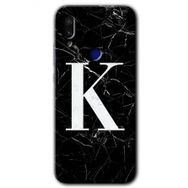 Xiaomi Redmi Note 7 Siyah Mermer Desenli K Harfi Baskılı Uyumlu Silikon Kılıf