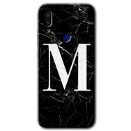 Xiaomi Redmi Note 7 Siyah Mermer Desenli M Harfi Baskılı Uyumlu Silikon Kılıf