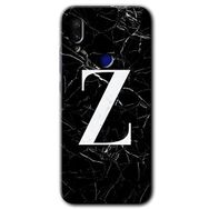 Xiaomi Redmi Note 7 Siyah Mermer Desenli Z Harfi Baskılı Uyumlu Silikon Kılıf