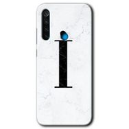 Xiaomi Redmi Note 8 Beyaz Mermer Desenli İ Harfi Baskılı Uyumlu Silikon Kılıf