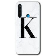 Xiaomi Redmi Note 8 Beyaz Mermer Desenli L Harfi Baskılı Uyumlu Silikon Kılıf