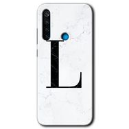 Xiaomi Redmi Note 8 Beyaz Mermer Desenli M Harfi Baskılı Uyumlu Silikon Kılıf