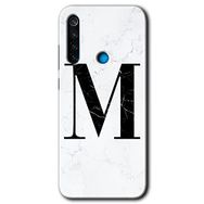 Xiaomi Redmi Note 8 Beyaz Mermer Desenli N Harfi Baskılı Uyumlu Silikon Kılıf