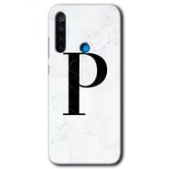 Xiaomi Redmi Note 8 Beyaz Mermer Desenli R Harfi Baskılı Uyumlu Silikon Kılıf