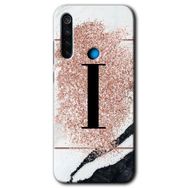 Xiaomi Redmi Note 8 Pembe Mermer Desenli İ Harfi Baskılı Uyumlu Silikon Kılıf