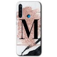 Xiaomi Redmi Note 8 Pembe Mermer Desenli N Harfi Baskılı Uyumlu Silikon Kılıf
