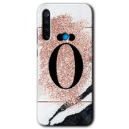 Xiaomi Redmi Note 8 Pembe Mermer Desenli P Harfi Baskılı Uyumlu Silikon Kılıf