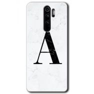 Xiaomi Redmi Note 8 Pro Beyaz Mermer Desenli A Harfi Baskılı Uyumlu Silikon Kılıf
