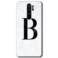 Xiaomi Redmi Note 8 Pro Beyaz Mermer Desenli B Harfi Baskılı Uyumlu Silikon Kılıf