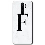 Xiaomi Redmi Note 8 Pro Beyaz Mermer Desenli F Harfi Baskılı Uyumlu Silikon Kılıf