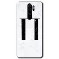 Xiaomi Redmi Note 8 Pro Beyaz Mermer Desenli H Harfi Baskılı Uyumlu Silikon Kılıf