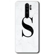 Xiaomi Redmi Note 8 Pro Beyaz Mermer Desenli S Harfi Baskılı Uyumlu Silikon Kılıf