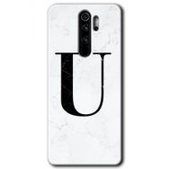 Xiaomi Redmi Note 8 Pro Beyaz Mermer Desenli Ü Harfi Baskılı Uyumlu Silikon Kılıf
