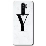 Xiaomi Redmi Note 8 Pro Beyaz Mermer Desenli Y Harfi Baskılı Uyumlu Silikon Kılıf