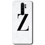 Xiaomi Redmi Note 8 Pro Beyaz Mermer Desenli Z Harfi Baskılı Uyumlu Silikon Kılıf