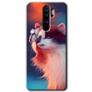 Xiaomi Redmi Note 8 Pro Cat Butterfly Baskılı Uyumlu Silikon Kılıf