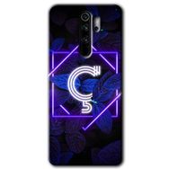 Xiaomi Redmi Note 8 Pro Dark Neon Yaprak C Harfi Baskılı Uyumlu Silikon Kılıf