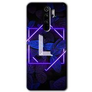 Xiaomi Redmi Note 8 Pro Dark Neon Yaprak L Harfi Baskılı Uyumlu Silikon Kılıf