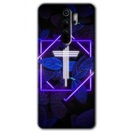 Xiaomi Redmi Note 8 Pro Dark Neon Yaprak T Harfi Baskılı Uyumlu Silikon Kılıf