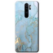 Xiaomi Redmi Note 8 Pro Mavi Gold Mermer Baskılı Uyumlu Silikon Kılıf