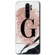 Xiaomi Redmi Note 8 Pro Pembe Mermer Desenli G Harfi Baskılı Uyumlu Silikon Kılıf