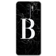 Xiaomi Redmi Note 8 Pro Siyah Mermer Desenli B Harfi Baskılı Uyumlu Silikon Kılıf