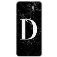 Xiaomi Redmi Note 8 Pro Siyah Mermer Desenli D Harfi Baskılı Uyumlu Silikon Kılıf
