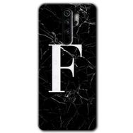 Xiaomi Redmi Note 8 Pro Siyah Mermer Desenli F Harfi Baskılı Uyumlu Silikon Kılıf