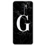 Xiaomi Redmi Note 8 Pro Siyah Mermer Desenli G Harfi Baskılı Uyumlu Silikon Kılıf