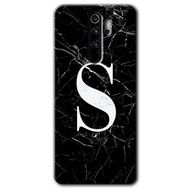 Xiaomi Redmi Note 8 Pro Siyah Mermer Desenli Ş Harfi Baskılı Uyumlu Silikon Kılıf