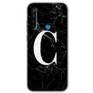 Xiaomi Redmi Note 8 Siyah Mermer Desenli C Harfi Baskılı Uyumlu Silikon Kılıf