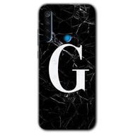 Xiaomi Redmi Note 8 Siyah Mermer Desenli H Harfi Baskılı Uyumlu Silikon Kılıf