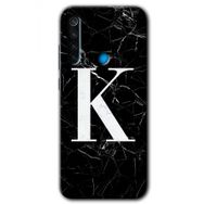 Xiaomi Redmi Note 8 Siyah Mermer Desenli L Harfi Baskılı Uyumlu Silikon Kılıf