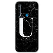 Xiaomi Redmi Note 8 Siyah Mermer Desenli U Harfi Baskılı Uyumlu Silikon Kılıf