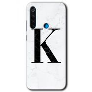 Xiaomi Redmi Note 8T Beyaz Mermer Desenli L Harfi Baskılı Uyumlu Silikon Kılıf