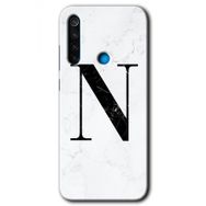 Xiaomi Redmi Note 8T Beyaz Mermer Desenli O Harfi Baskılı Uyumlu Silikon Kılıf