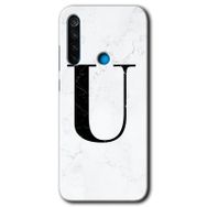 Xiaomi Redmi Note 8T Beyaz Mermer Desenli U Harfi Baskılı Uyumlu Silikon Kılıf