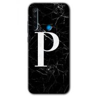 Xiaomi Redmi Note 8T Siyah Mermer Desenli R Harfi Baskılı Uyumlu Silikon Kılıf