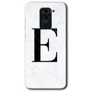 Xiaomi Redmi Note 9 Beyaz Mermer Desenli E Harfi Baskılı Uyumlu Silikon Kılıf