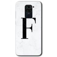 Xiaomi Redmi Note 9 Beyaz Mermer Desenli F Harfi Baskılı Uyumlu Silikon Kılıf