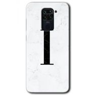 Xiaomi Redmi Note 9 Beyaz Mermer Desenli I Harfi Baskılı Uyumlu Silikon Kılıf