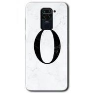 Xiaomi Redmi Note 9 Beyaz Mermer Desenli O Harfi Baskılı Uyumlu Silikon Kılıf