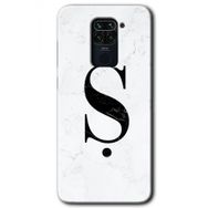 Xiaomi Redmi Note 9 Beyaz Mermer Desenli Ş Harfi Baskılı Uyumlu Silikon Kılıf