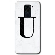 Xiaomi Redmi Note 9 Beyaz Mermer Desenli Ü Harfi Baskılı Uyumlu Silikon Kılıf